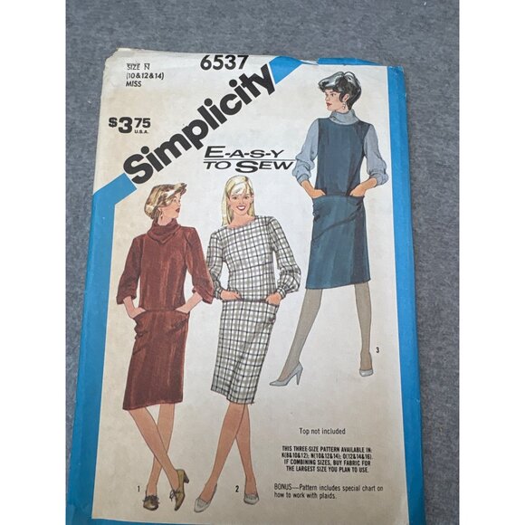 Vintage 1984 Simplicity 6537 Sewing Pattern Miss Size 10 12 14 Uncut - Picture 5 of 6